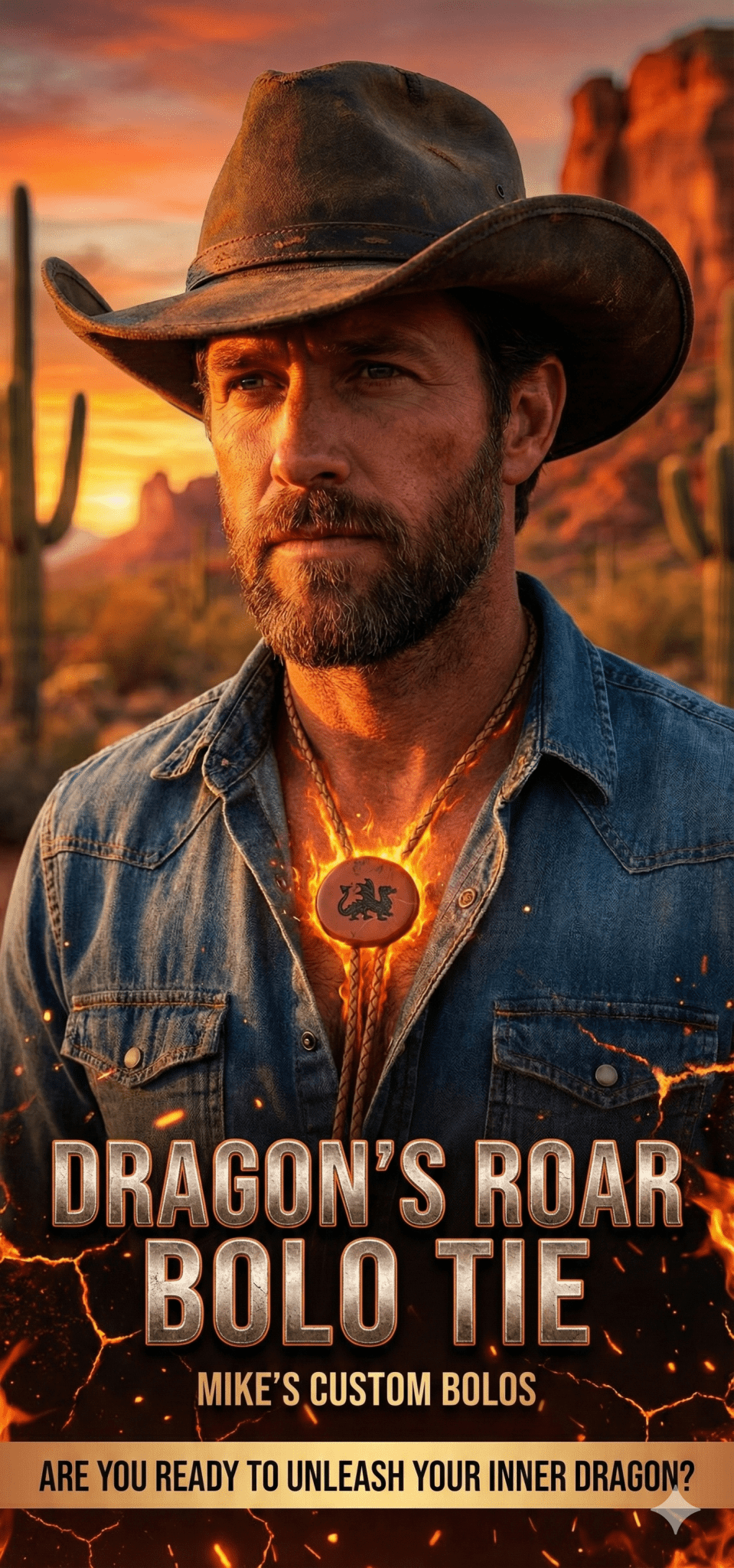 THE DRAGON'S ROAR BOLO TIE - MIKE'S CUSTOM BOLOS