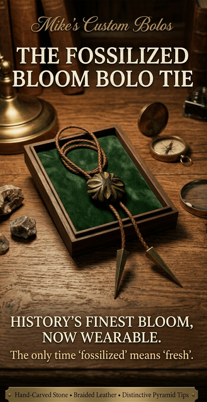 THE FOSSILIZED BLOOM BOLO TIE - MIKE'S CUSTOM BOLOS