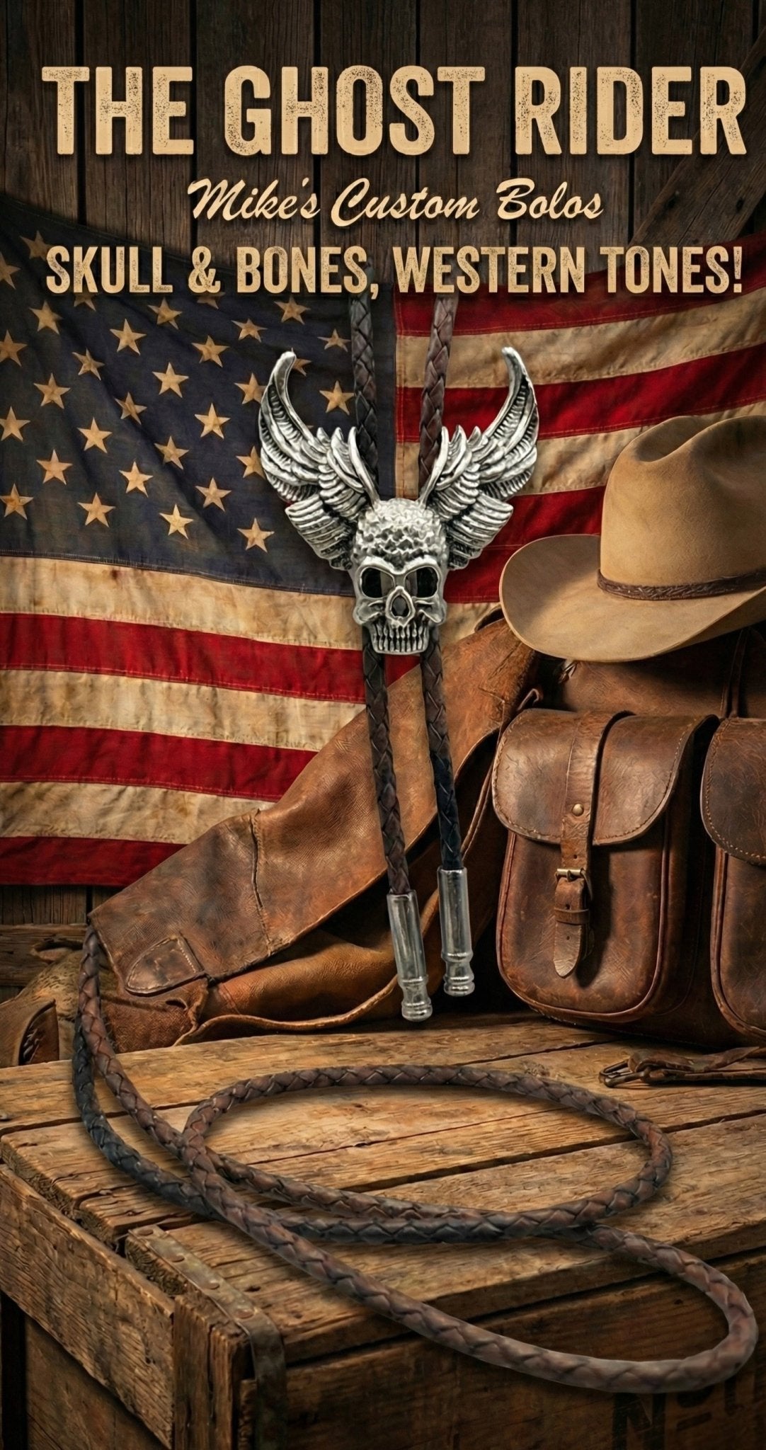 THE GHOST RIDER BOLO TIE ~ MIKE'S CUSTOM BOLOS - MIKE'S CUSTOM BOLOS