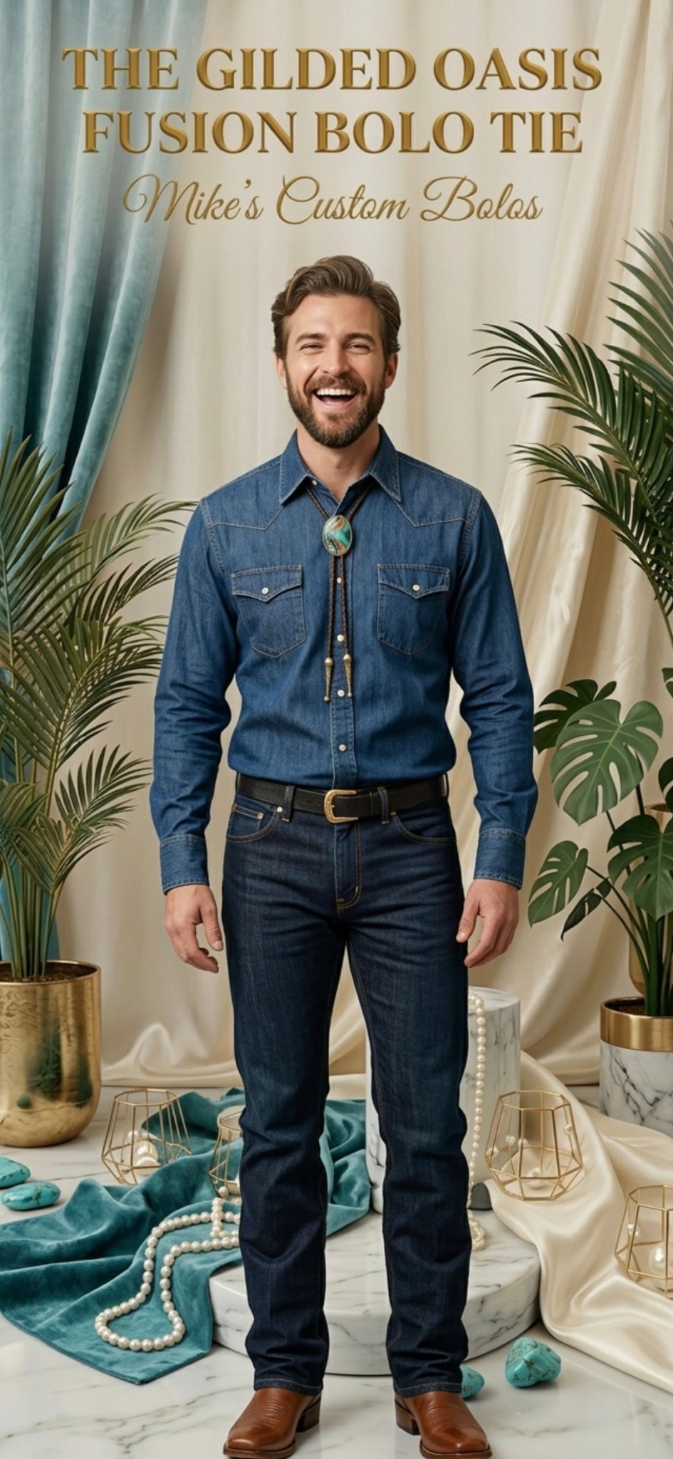 THE GILDED OASIS FUSION BOLO TIE - MIKE'S CUSTOM BOLOS