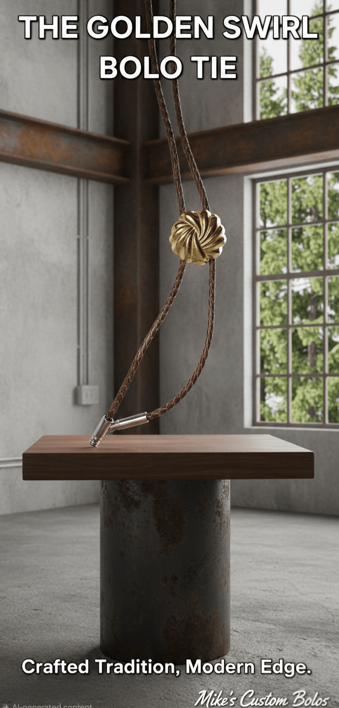THE GOLDEN SWIRL BOLO TIE - MIKE'S CUSTOM BOLOS