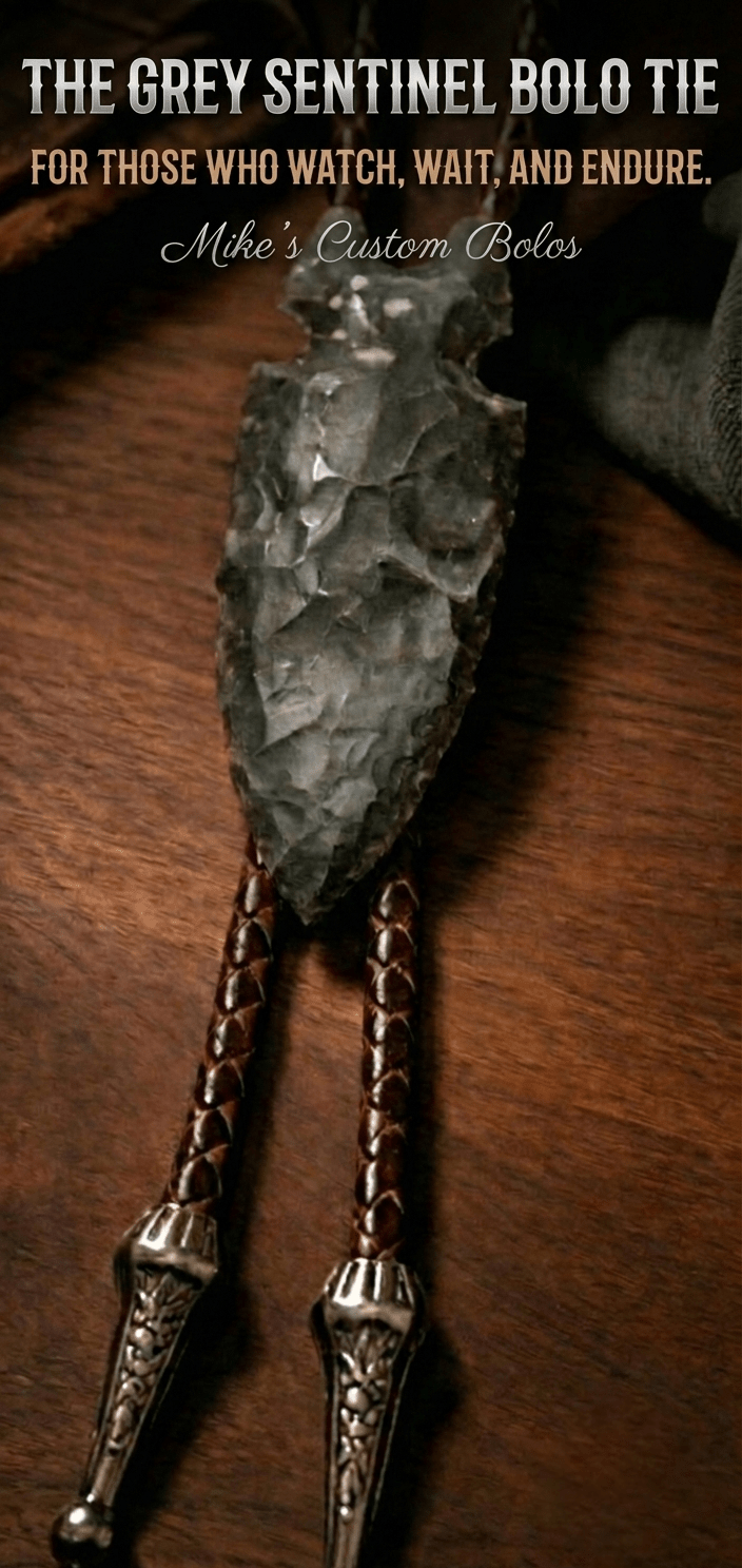 THE GREY SENTINEL BOLO TIE ~ OWN THE WEST - MIKE'S CUSTOM BOLOS