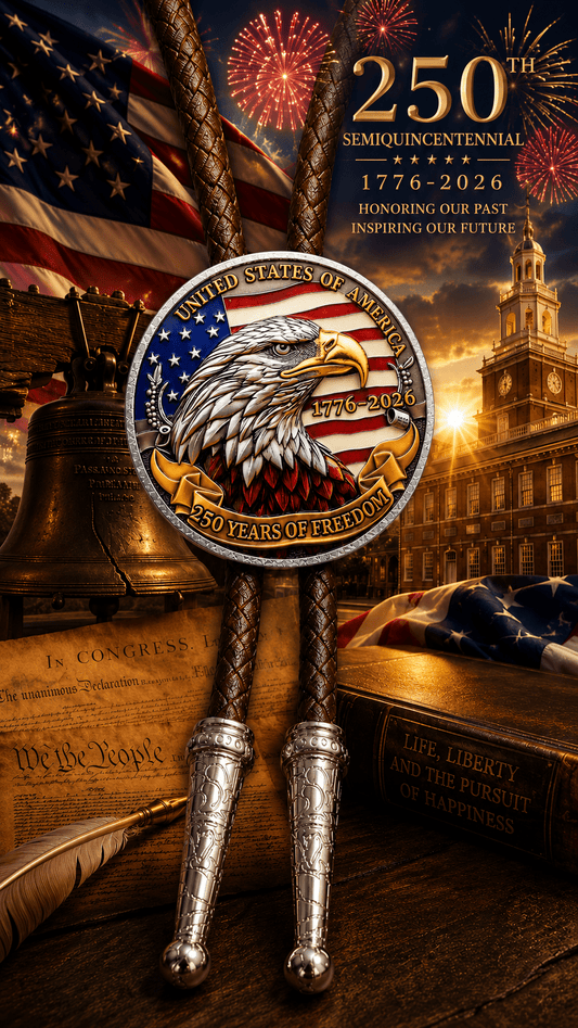 The Liberty Bell and American Eagle Bolo Tie (Side A) - MIKE'S CUSTOM BOLOS