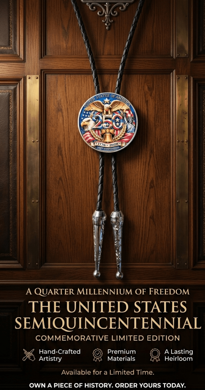 THE LIBERTY EAGLE BOLO TIE (SIDE A) ~ Limited Edition U.S. Semiquincentennial Commemorative Bolo Tie - MIKE'S CUSTOM BOLOS