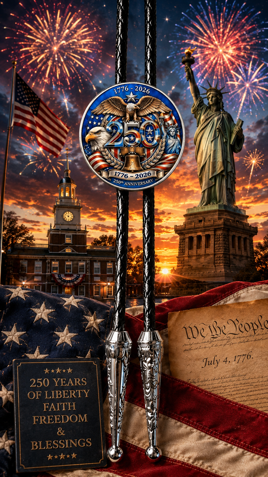 The Liberty Eagle Bolo Tie (Side A) ~ Limited Edition U.S. Semiquincentennial Commemorative Bolo Tie - MIKE'S CUSTOM BOLOS