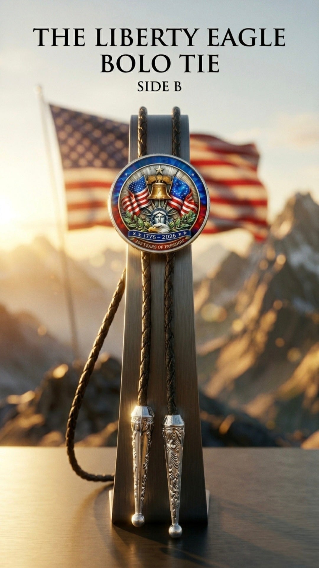 THE LIBERTY EAGLE BOLO TIE (SIDE B) ~ LIMITED EDITION - MIKE'S CUSTOM BOLOS