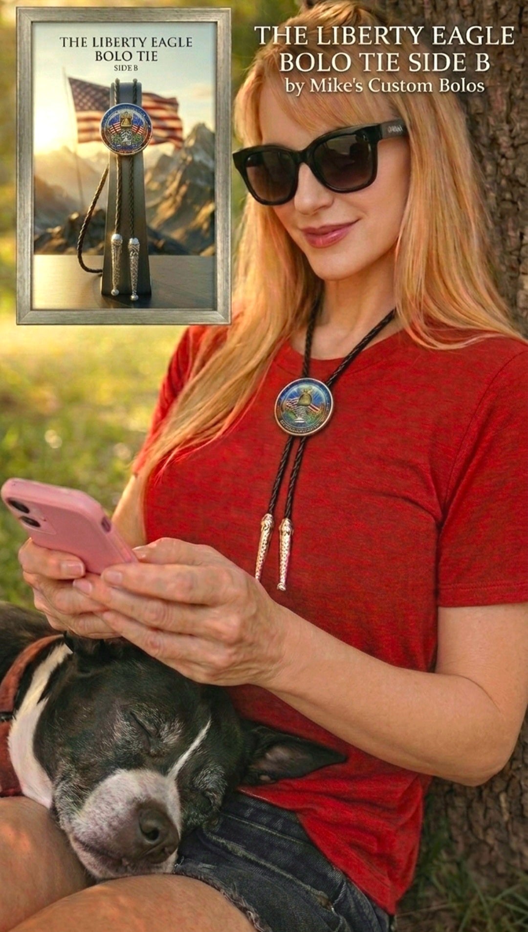 THE LIBERTY EAGLE BOLO TIE (SIDE B) ~ LIMITED EDITION - MIKE'S CUSTOM BOLOS