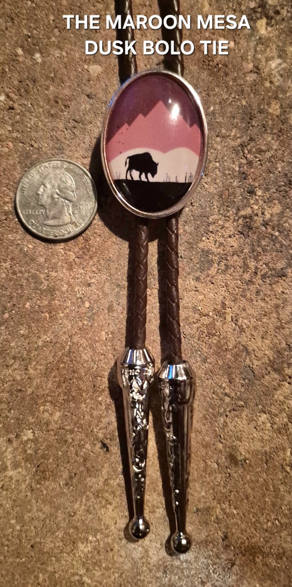 THE MAROON MESA DUSK BOLO TIE - MIKE'S CUSTOM BOLOS