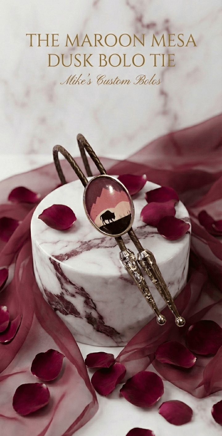 THE MAROON MESA DUSK BOLO TIE - MIKE'S CUSTOM BOLOS