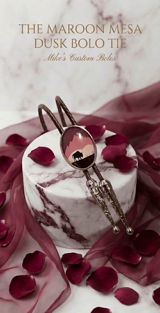 THE MAROON MESA DUSK BOLO TIE - MIKE'S CUSTOM BOLOS