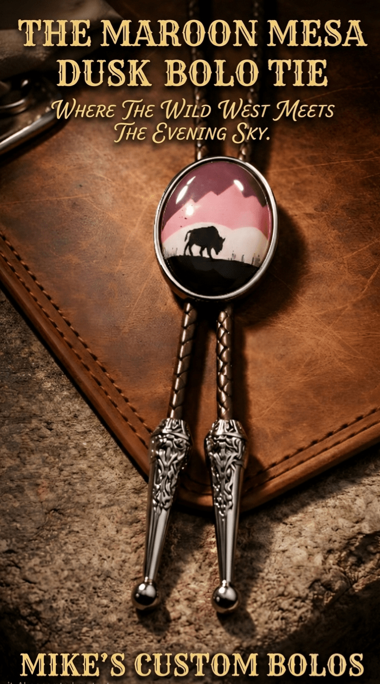 THE MAROON MESA DUSK BOLO TIE - MIKE'S CUSTOM BOLOS