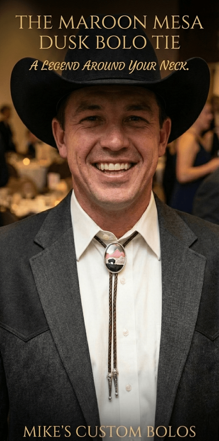 THE MAROON MESA DUSK BOLO TIE - MIKE'S CUSTOM BOLOS