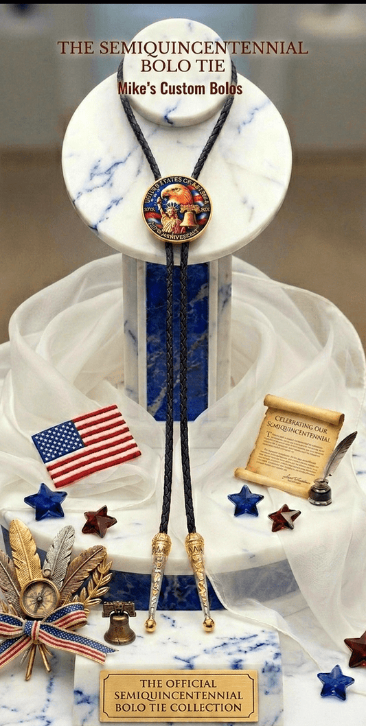 SEMIQUINCENTINNIAL BOLO TIE (SIDE A) ~ Limited Edition U.S. Semiquincentennial Commemorative Bolo Tie - MIKE'S CUSTOM BOLOS