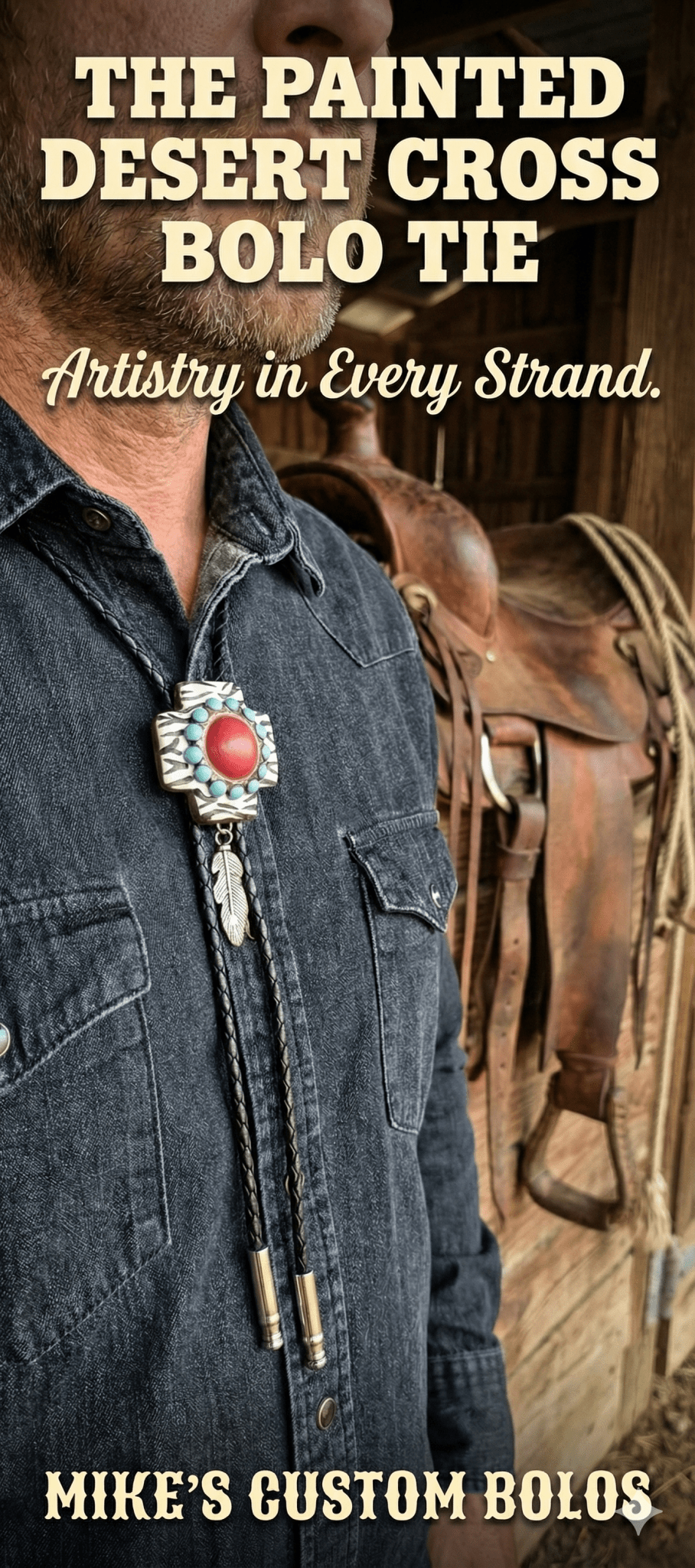 THE PAINTED DESERT CROSS BOLO TIE - MIKE'S CUSTOM BOLOS