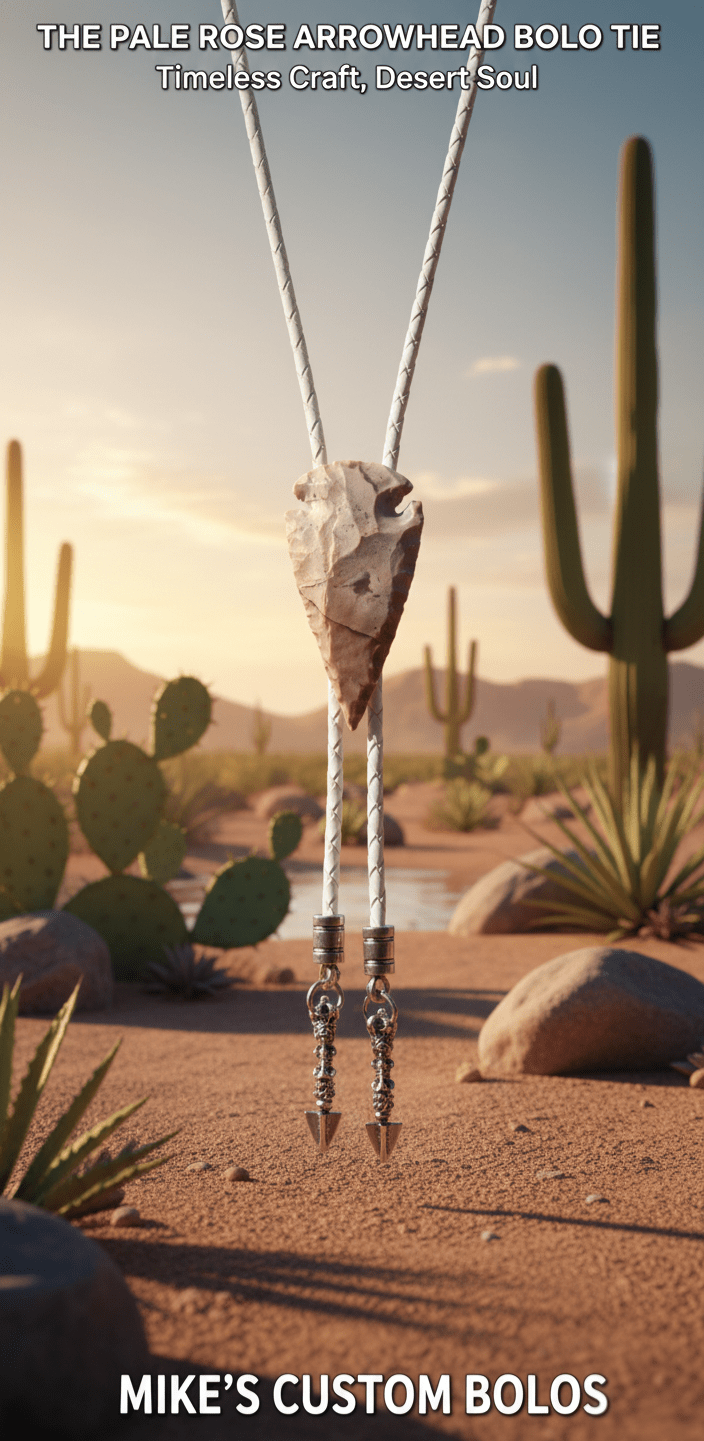 THE PALE ROSE ARROWHEAD BOLO TIE - MIKE'S CUSTOM BOLOS