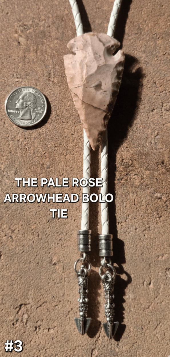 THE PALE ROSE ARROWHEAD BOLO TIE - MIKE'S CUSTOM BOLOS