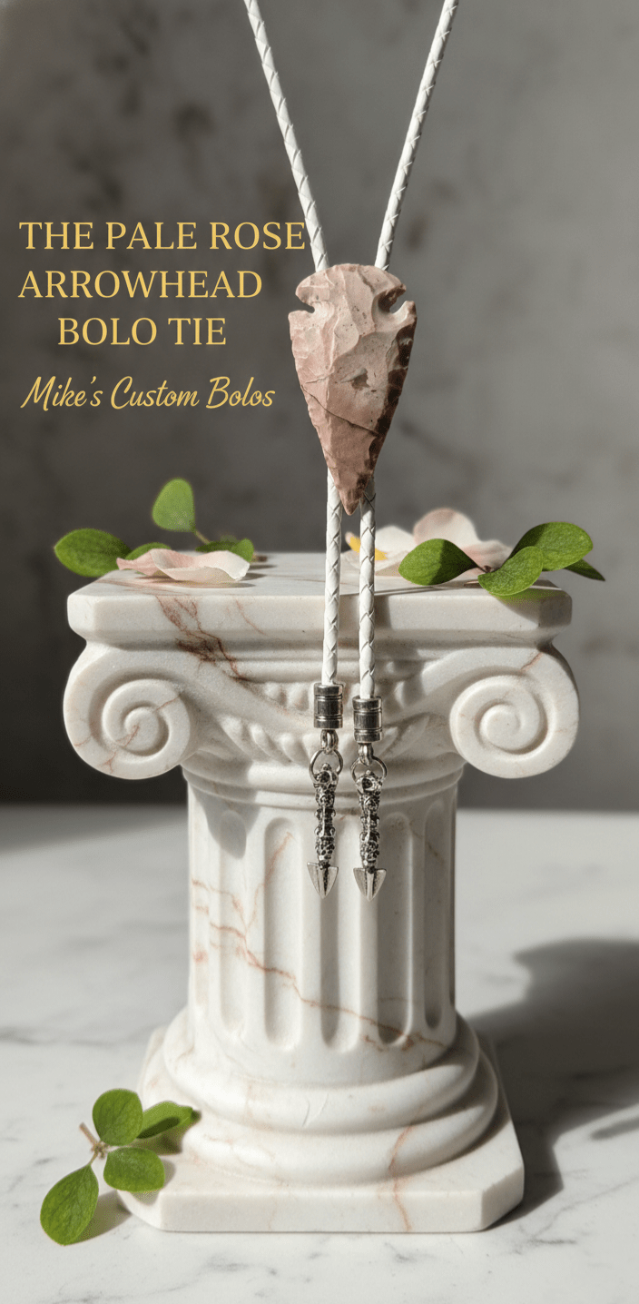 THE PALE ROSE ARROWHEAD BOLO TIE - MIKE'S CUSTOM BOLOS