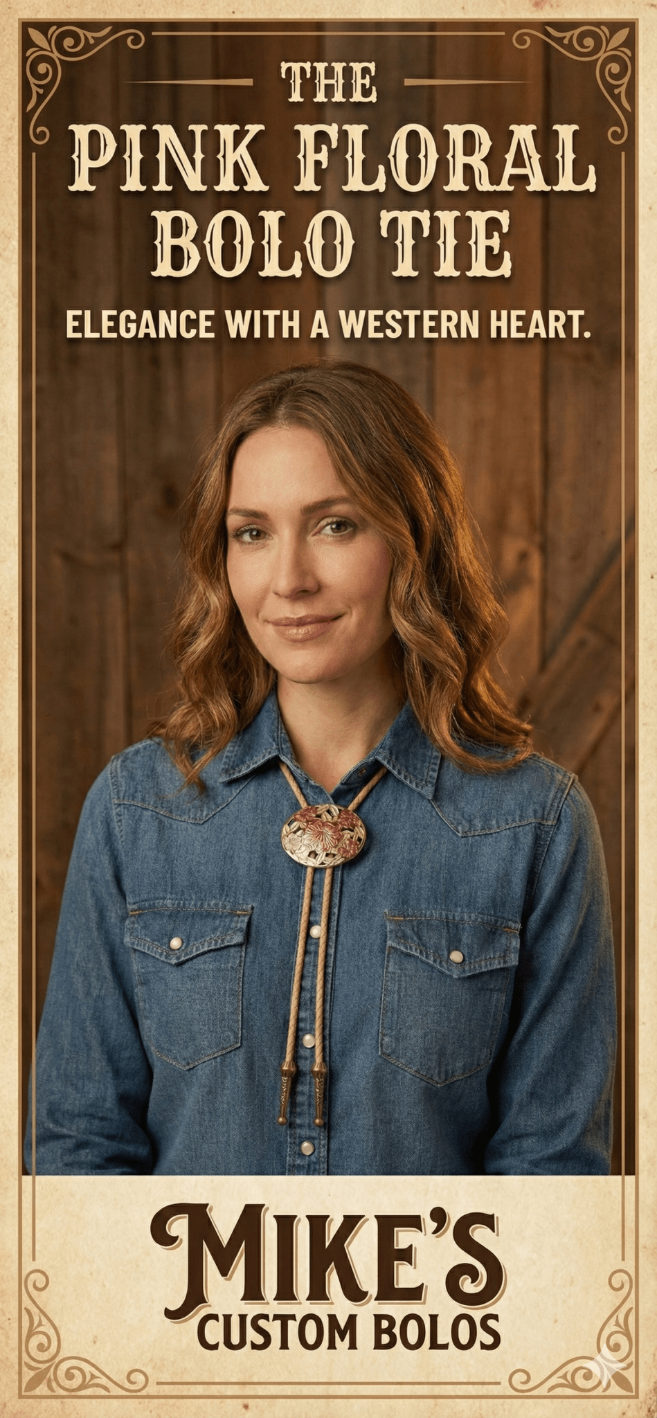 THE PINK FLORAL BOLO TIE - MIKE'S CUSTOM BOLOS