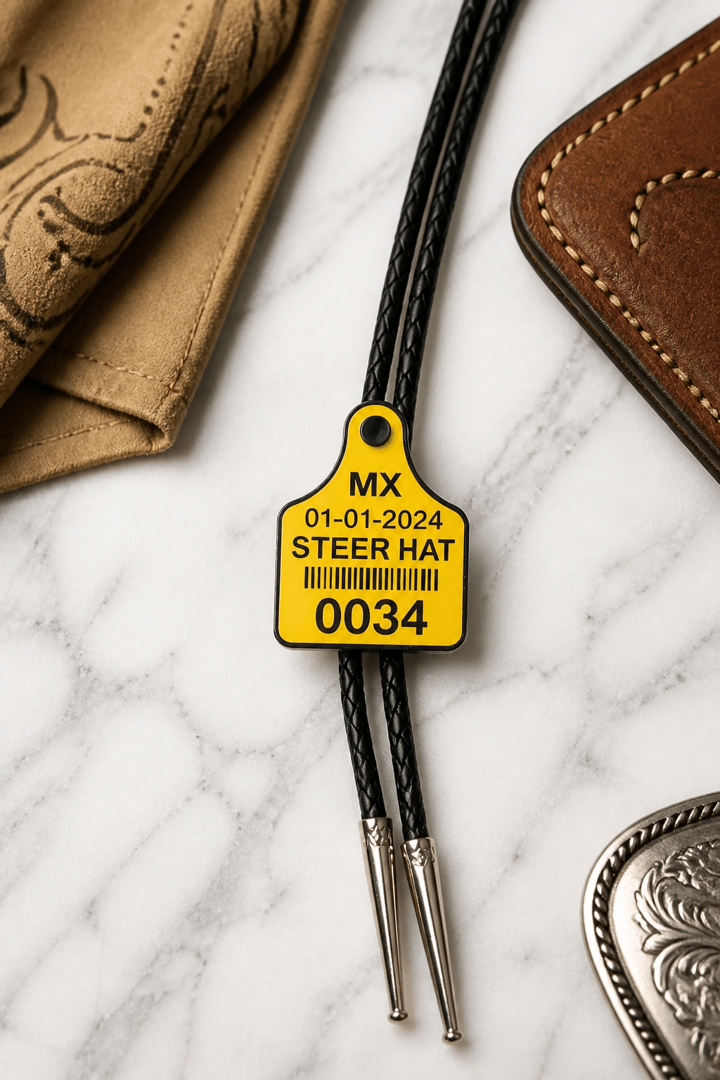 The Ranch ID Tag Bolo Tie - MIKE'S CUSTOM BOLOS