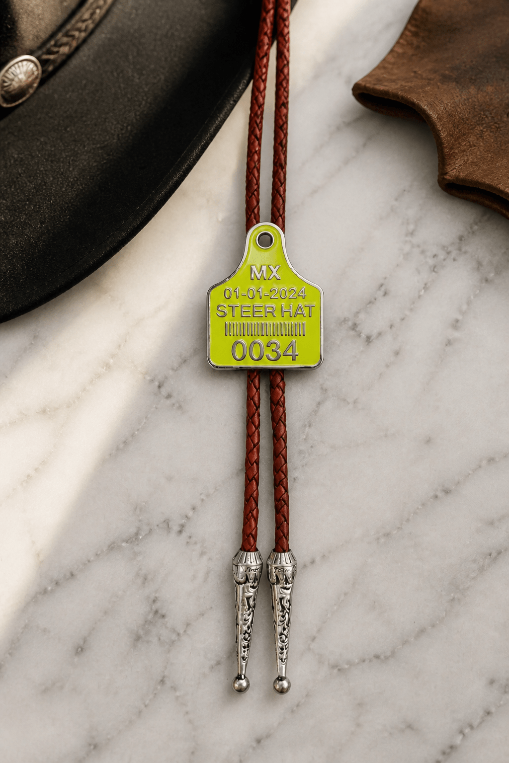 The Ranch ID Tag Bolo Tie - MIKE'S CUSTOM BOLOS