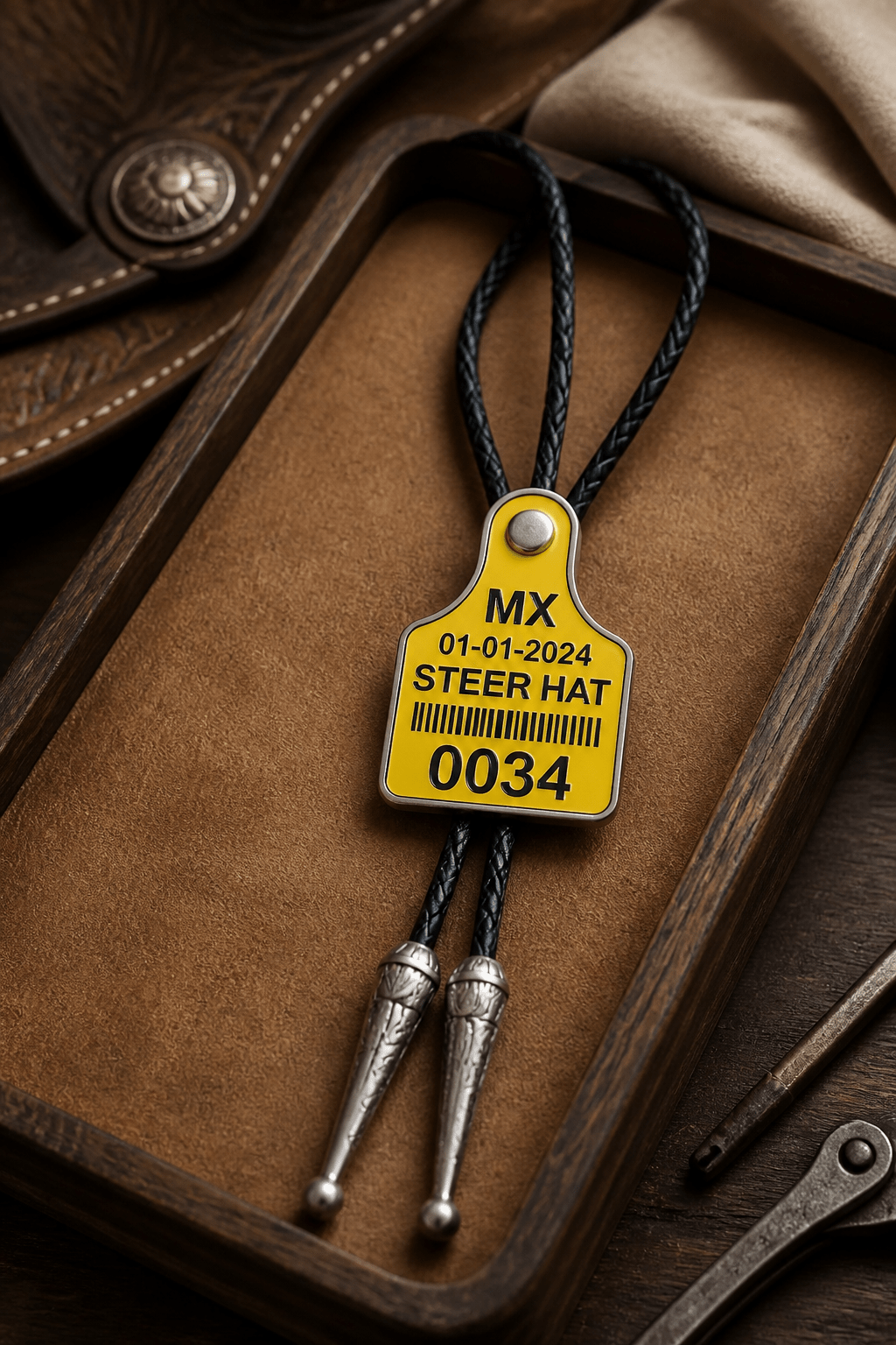 The Ranch ID Tag Bolo Tie - MIKE'S CUSTOM BOLOS