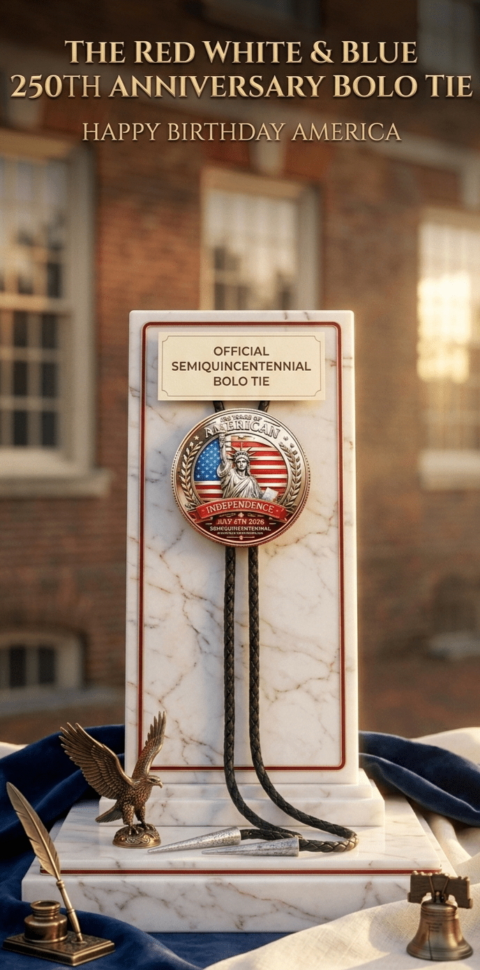 THE RED WHITE & BLUE 250TH ANNIVERSARY BOLO TIE - MIKE'S CUSTOM BOLOS