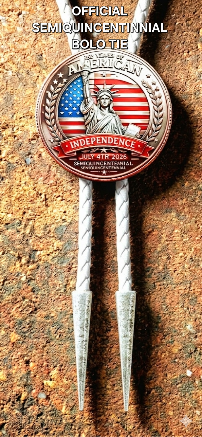 THE RED WHITE & BLUE 250TH ANNIVERSARY BOLO TIE - MIKE'S CUSTOM BOLOS