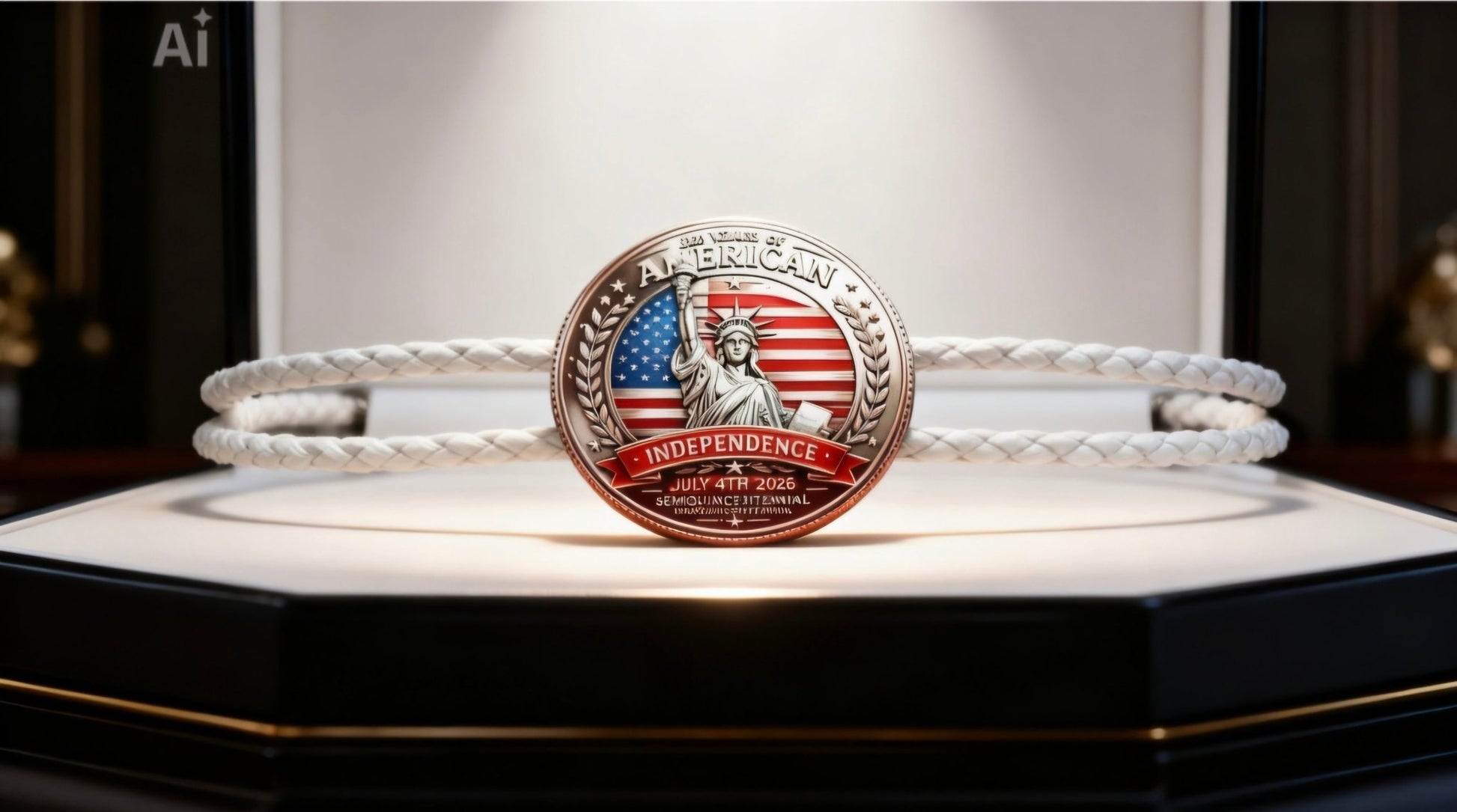 THE RED WHITE & BLUE 250TH ANNIVERSARY BOLO TIE - MIKE'S CUSTOM BOLOS