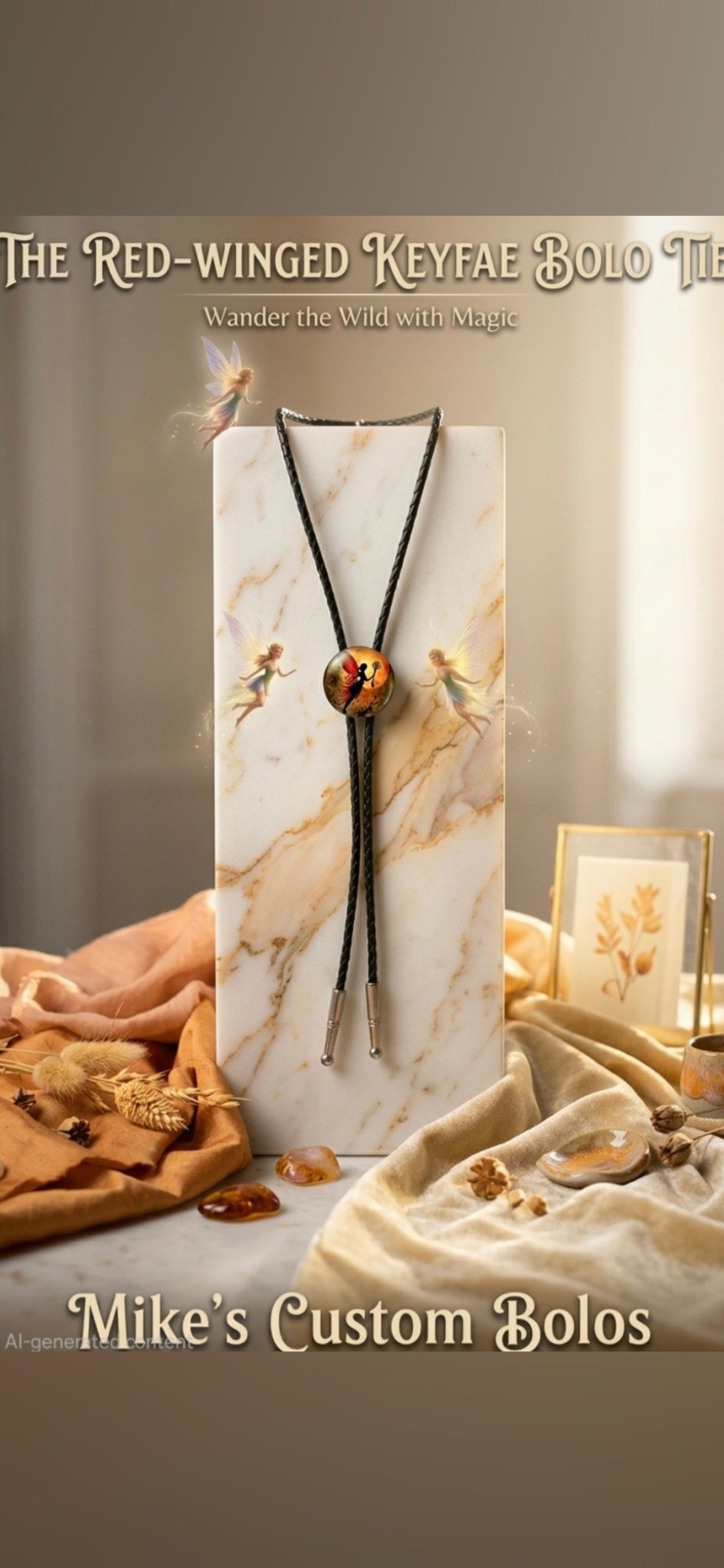 THE RED - WINGED KEYFAE BOLO TIE - MIKE'S CUSTOM BOLOS
