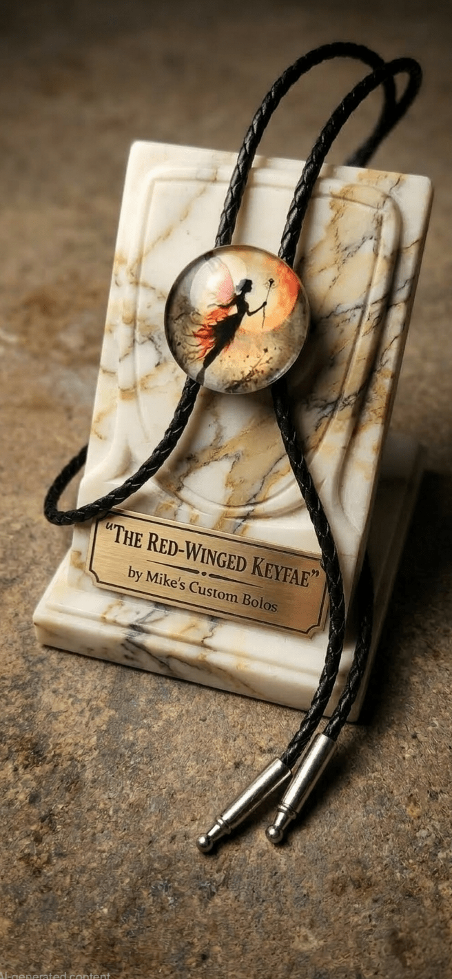 THE RED - WINGED KEYFAE BOLO TIE - MIKE'S CUSTOM BOLOS
