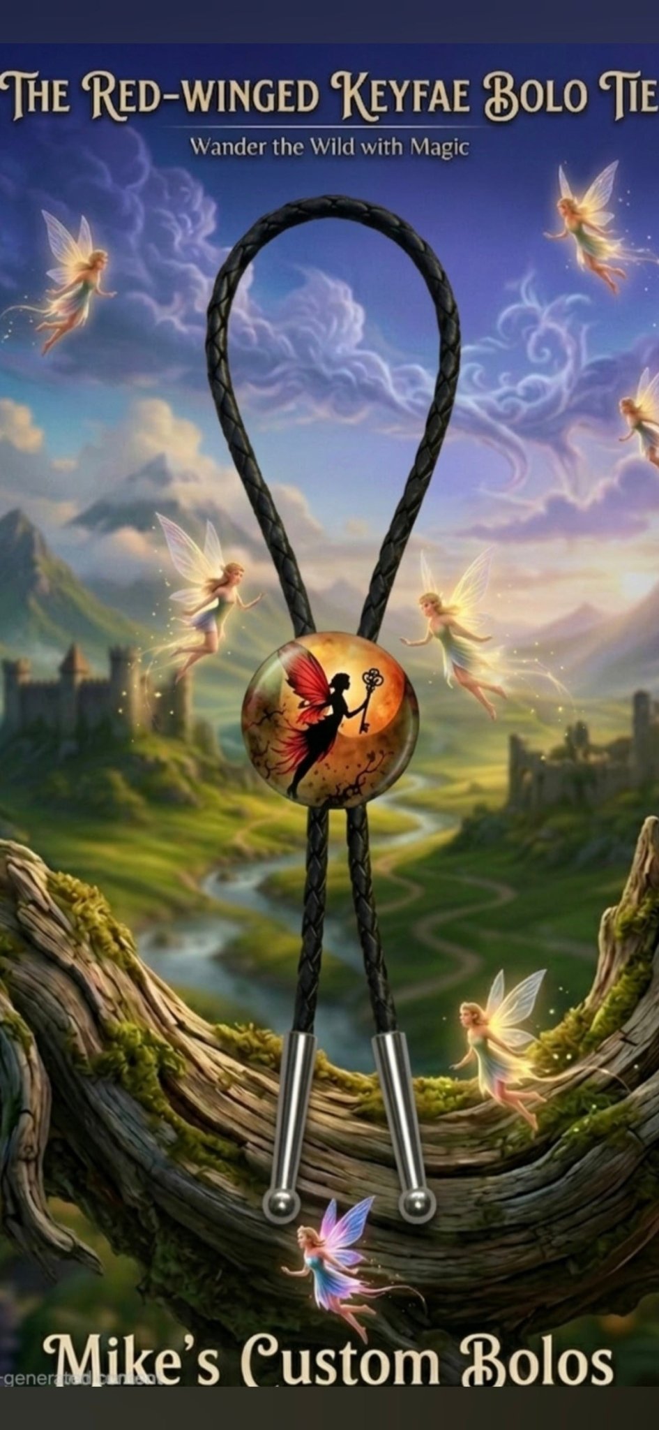 THE RED - WINGED KEYFAE BOLO TIE - MIKE'S CUSTOM BOLOS