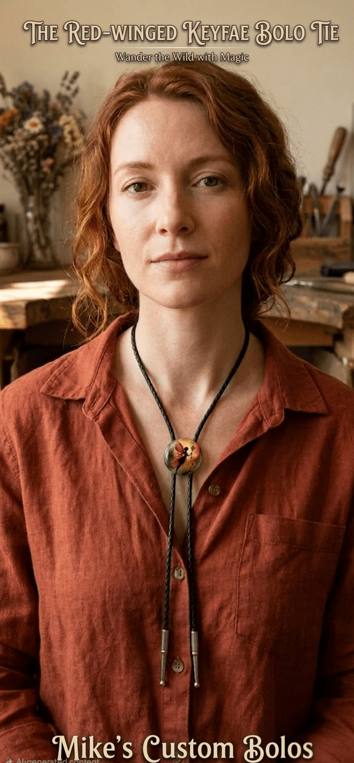 THE RED - WINGED KEYFAE BOLO TIE - MIKE'S CUSTOM BOLOS