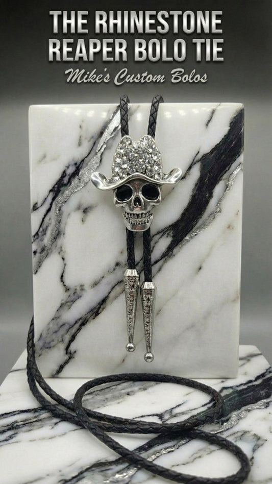 THE RHINESTONE REAPER BOLO TIE - MIKE'S CUSTOM BOLOS