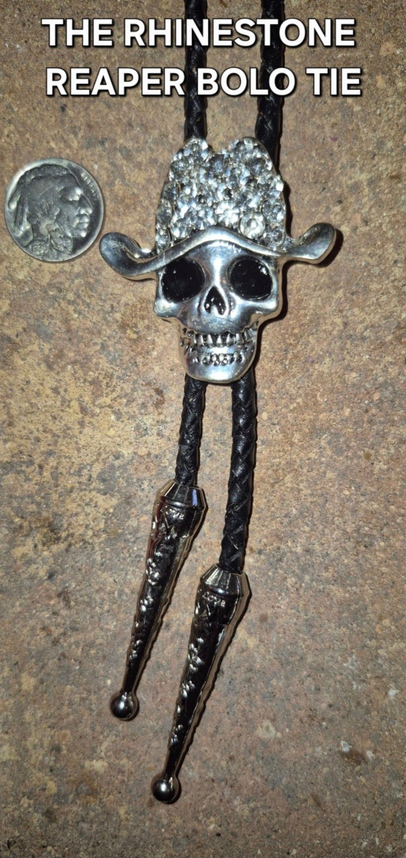 THE RHINESTONE REAPER BOLO TIE - MIKE'S CUSTOM BOLOS