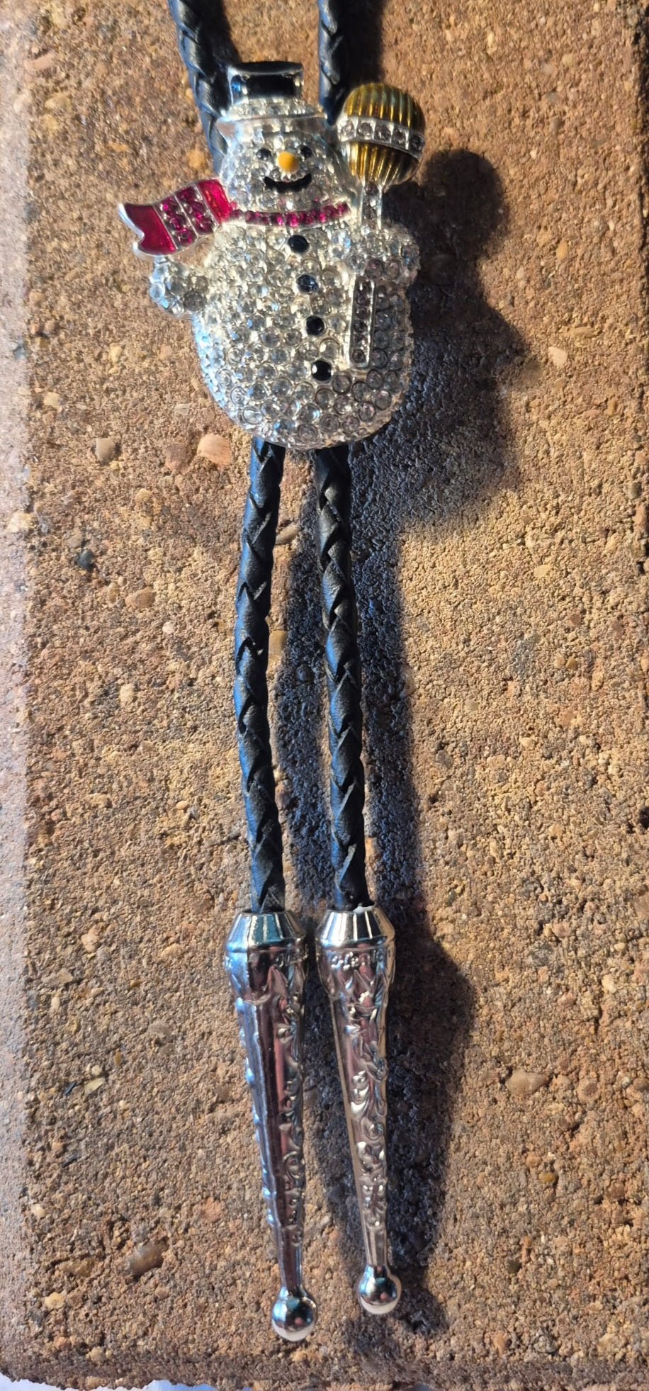 THE RHINESTONE SNOWMAN BOLO TIE - MIKE'S CUSTOM BOLOS