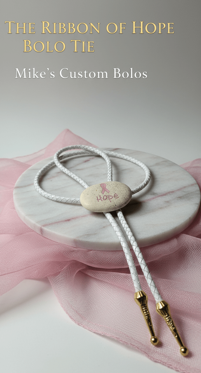 PINK RIBBON OF HOPE BOLO TIE - MIKE'S CUSTOM BOLOS