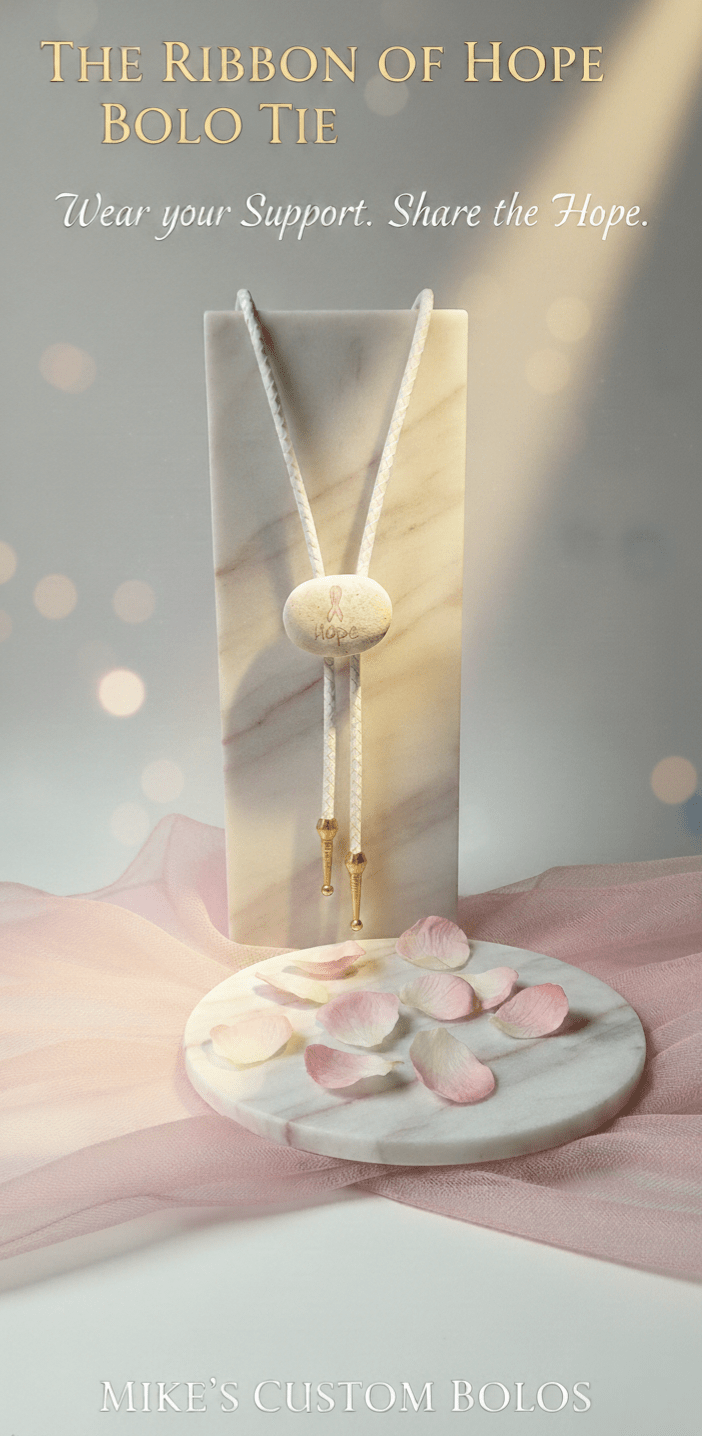 PINK RIBBON OF HOPE BOLO TIE - MIKE'S CUSTOM BOLOS