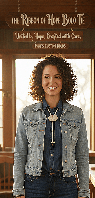 PINK RIBBON OF HOPE BOLO TIE - MIKE'S CUSTOM BOLOS