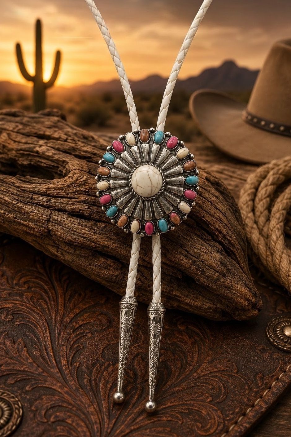 The Silver Nimbus Bolo Tie ~ Shine Your Way - MIKE'S CUSTOM BOLOS