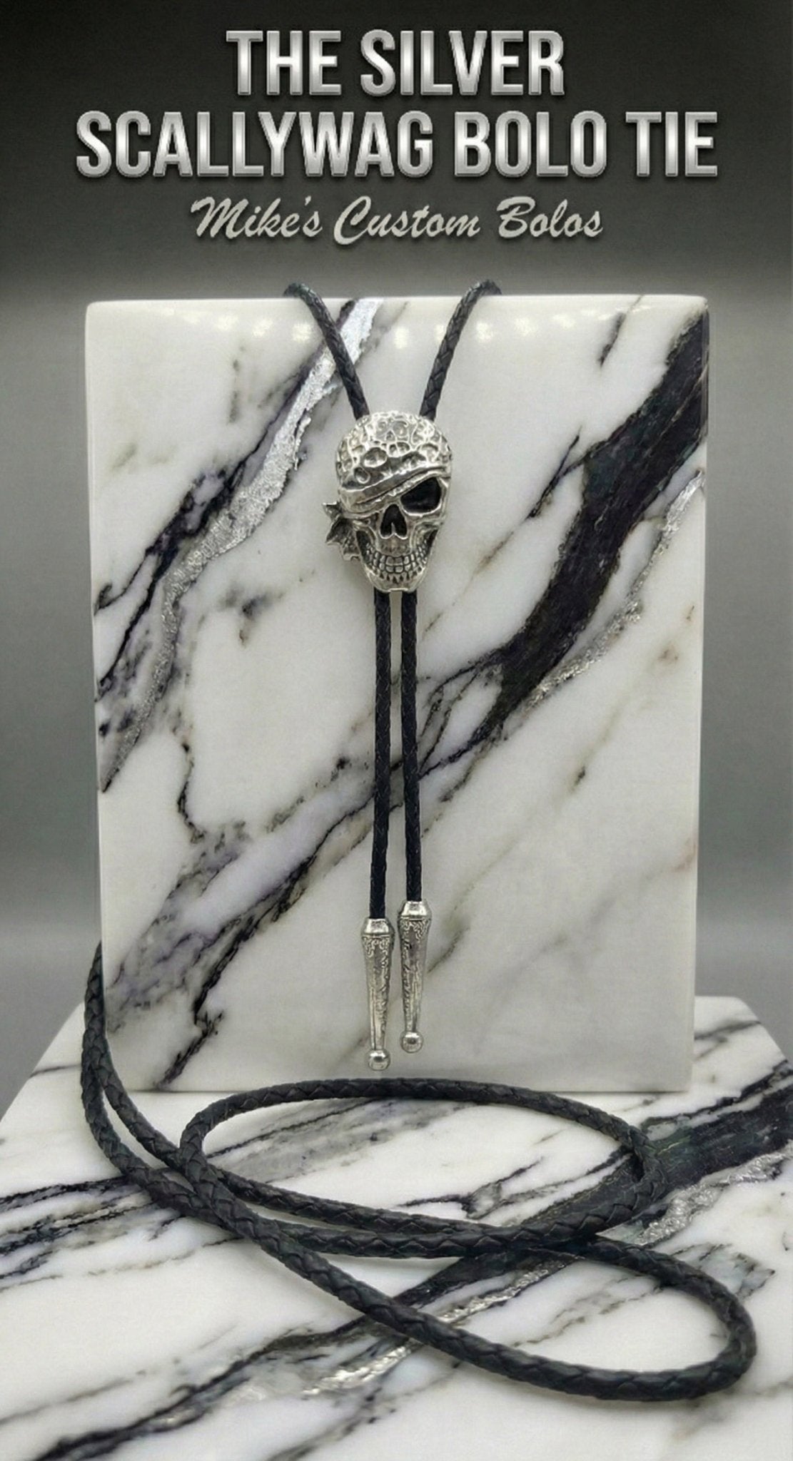 THE SILVER SCALLYWAG BOLO TIE - MIKE'S CUSTOM BOLOS - MIKE'S CUSTOM BOLOS
