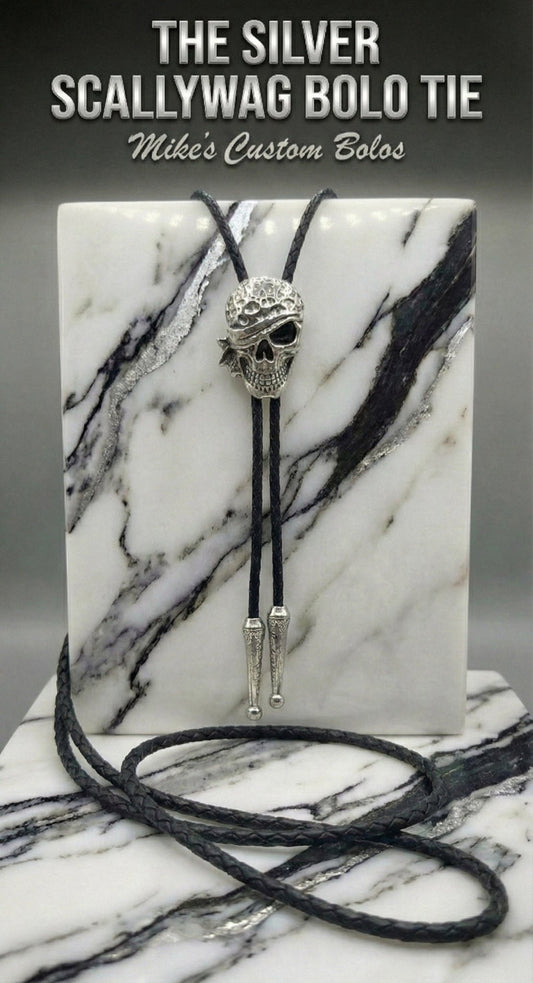 THE SILVER SCALLYWAG BOLO TIE - MIKE'S CUSTOM BOLOS - MIKE'S CUSTOM BOLOS