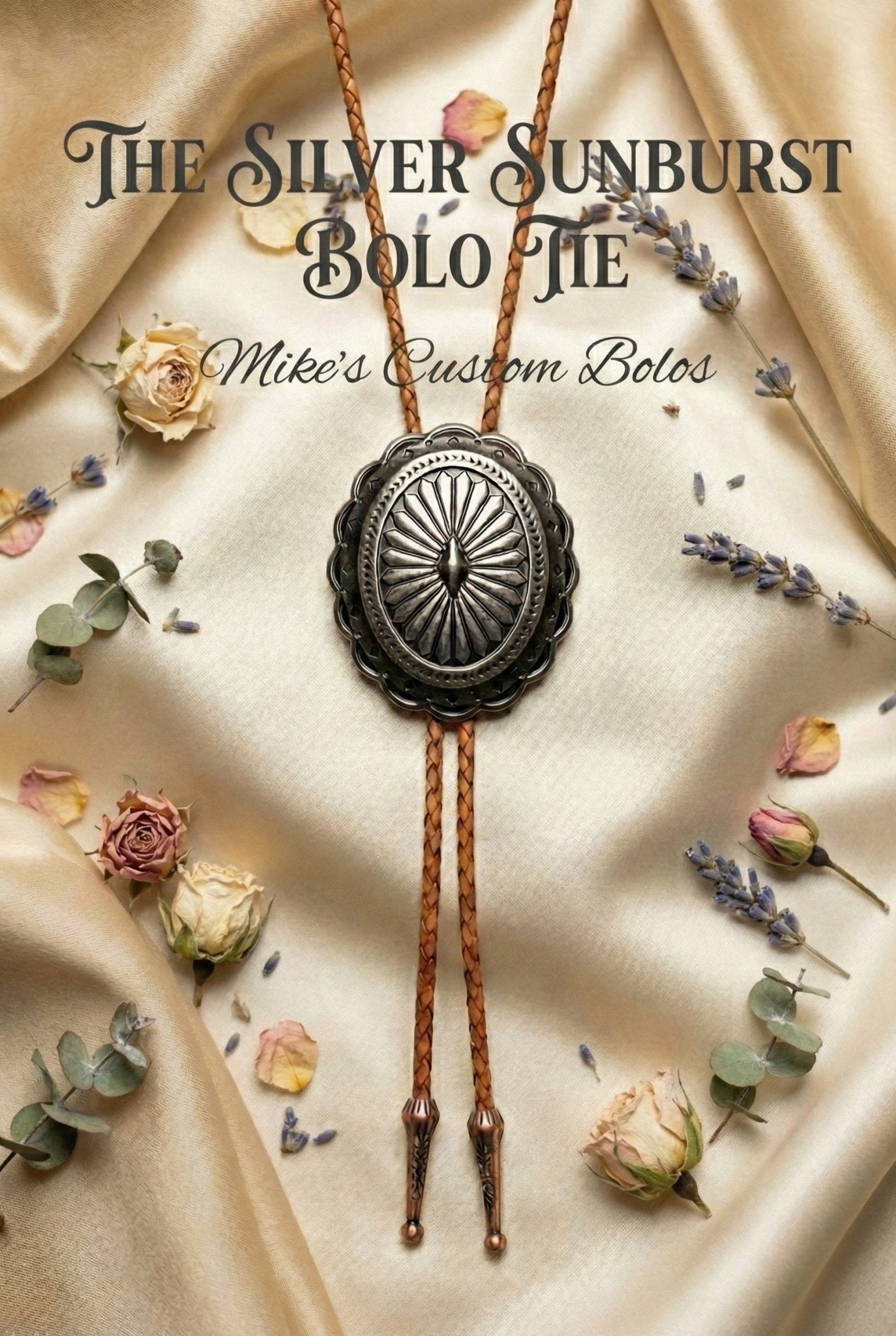 THE SILVER SUNBURST BOLO TIE ~ ELEVATE YOUR STYLE - MIKE'S CUSTOM BOLOS