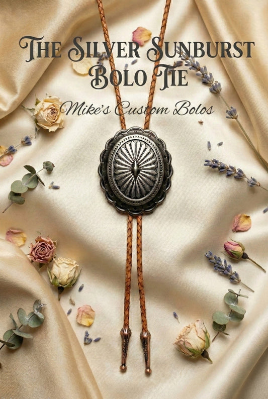 THE SILVER SUNBURST BOLO TIE ~ ELEVATE YOUR STYLE - MIKE'S CUSTOM BOLOS