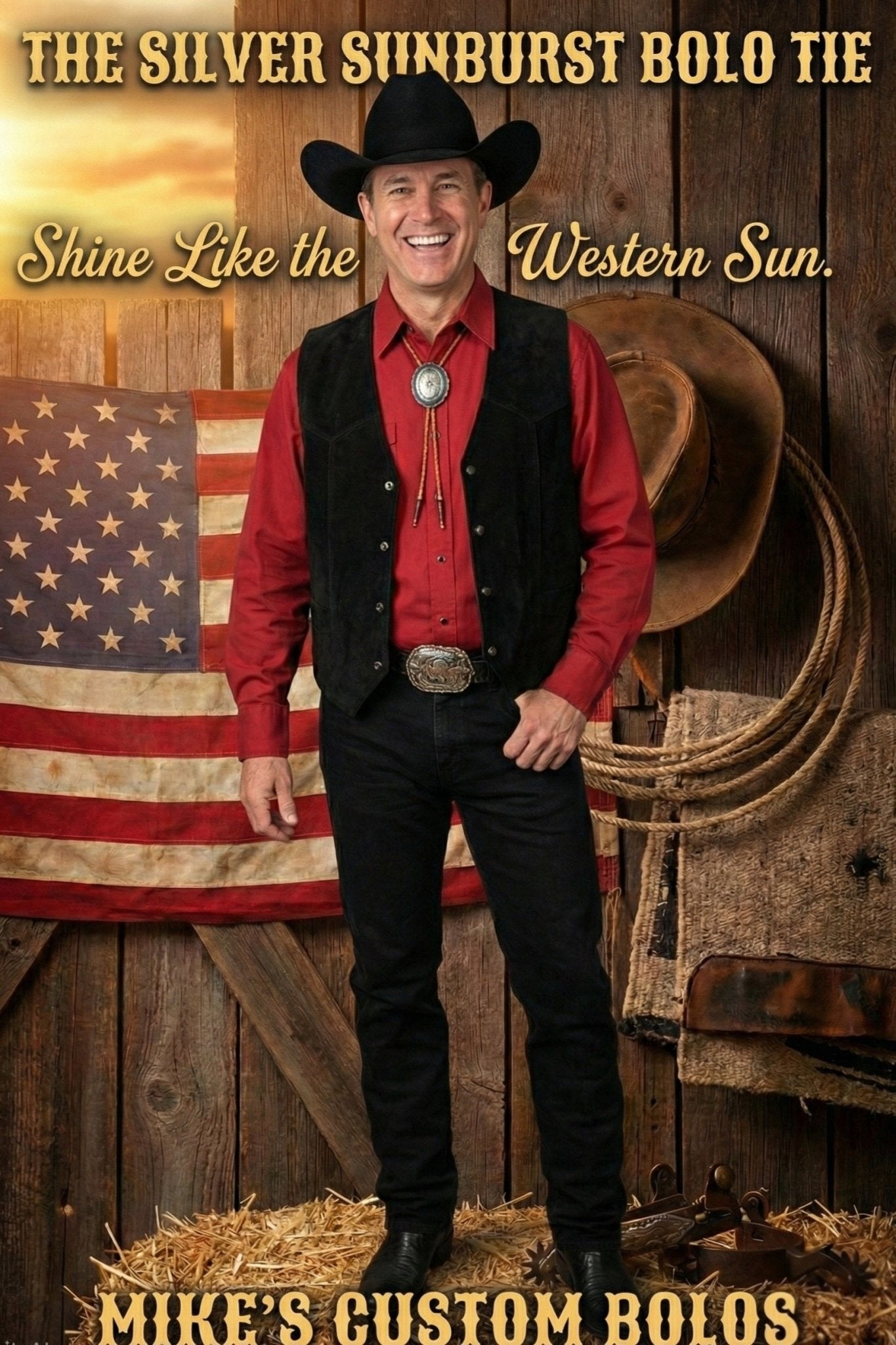 THE SILVER SUNBURST BOLO TIE ~ ELEVATE YOUR STYLE - MIKE'S CUSTOM BOLOS