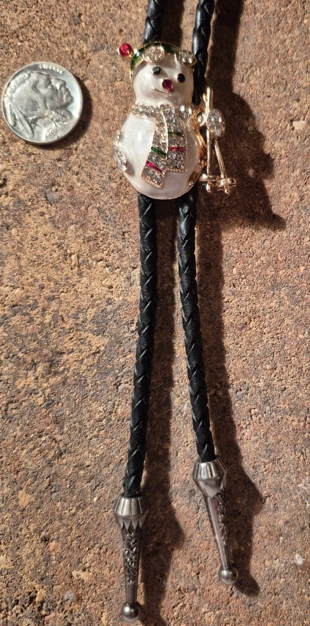 THE SKIING SNOWMAN BOLO TIE ~ MIKE'S CUSTOM BOLOS - MIKE'S CUSTOM BOLOS