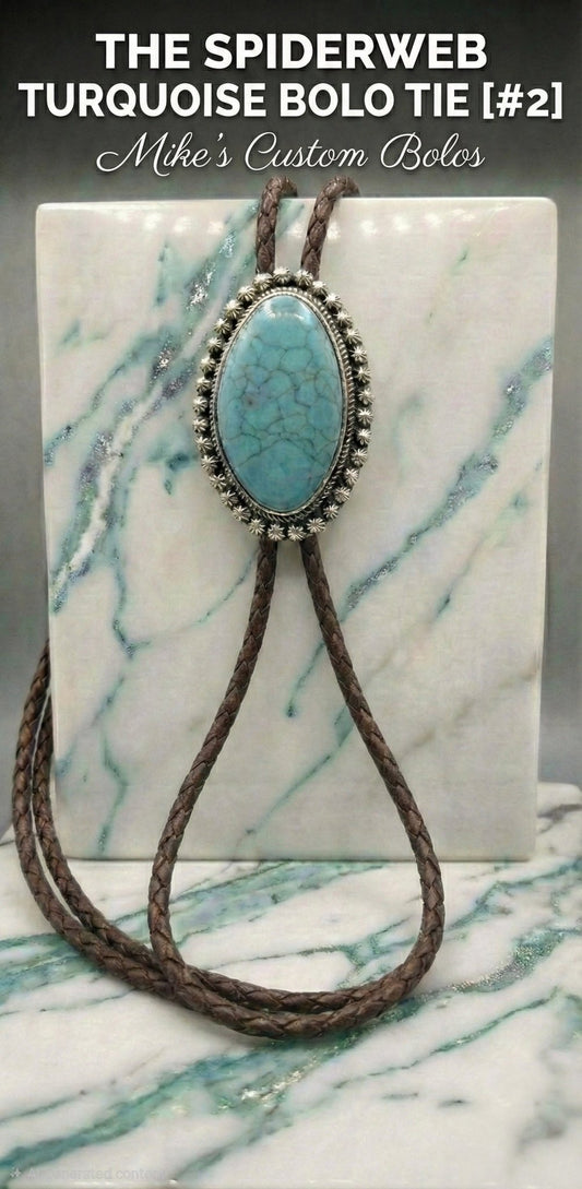 THE SPIDERWEB TURQUOISE BOLO TIE - MIKE'S CUSTOM BOLOS