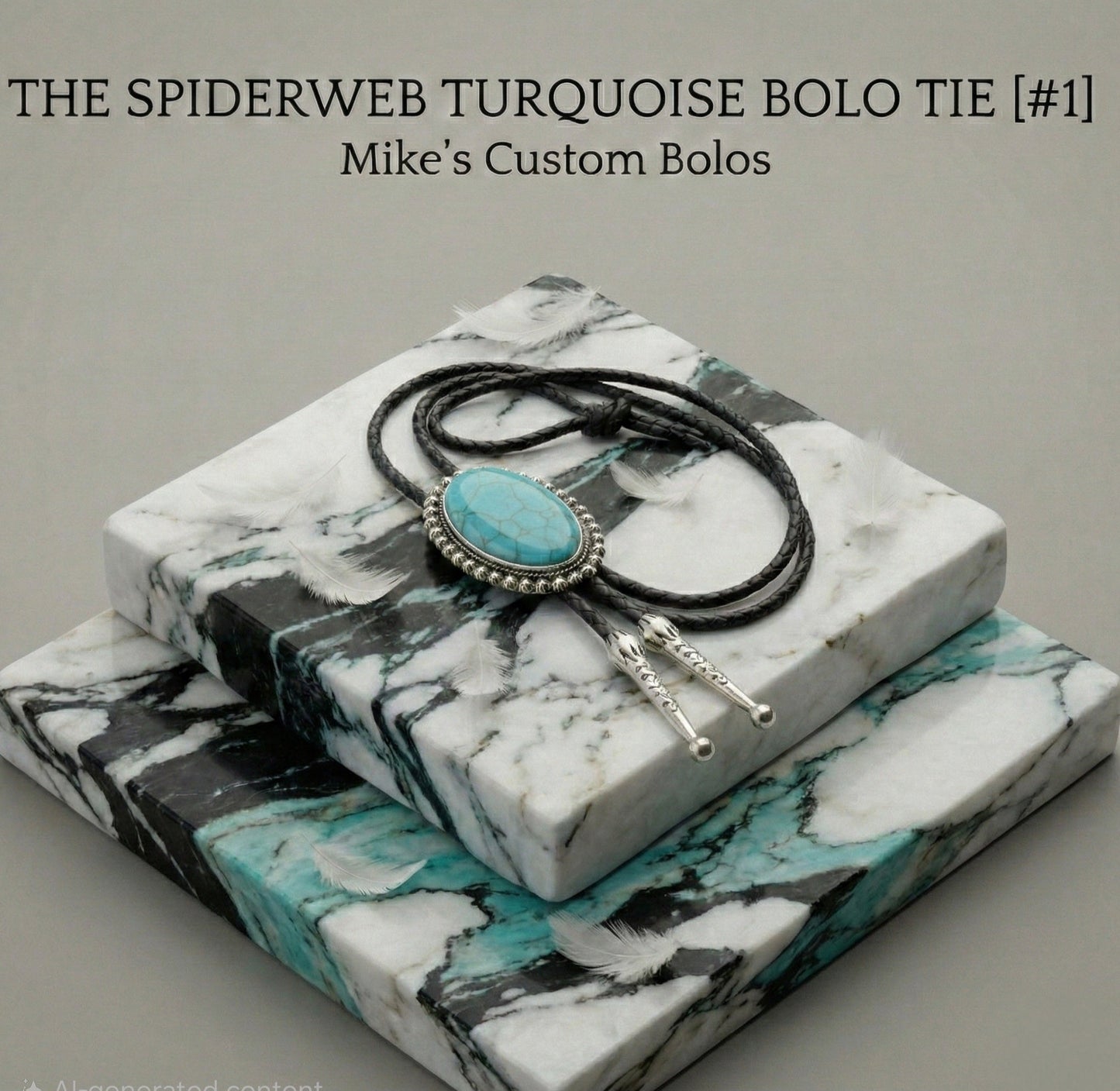 THE SPIDERWEB TURQUOISE BOLO TIE - MIKE'S CUSTOM BOLOS