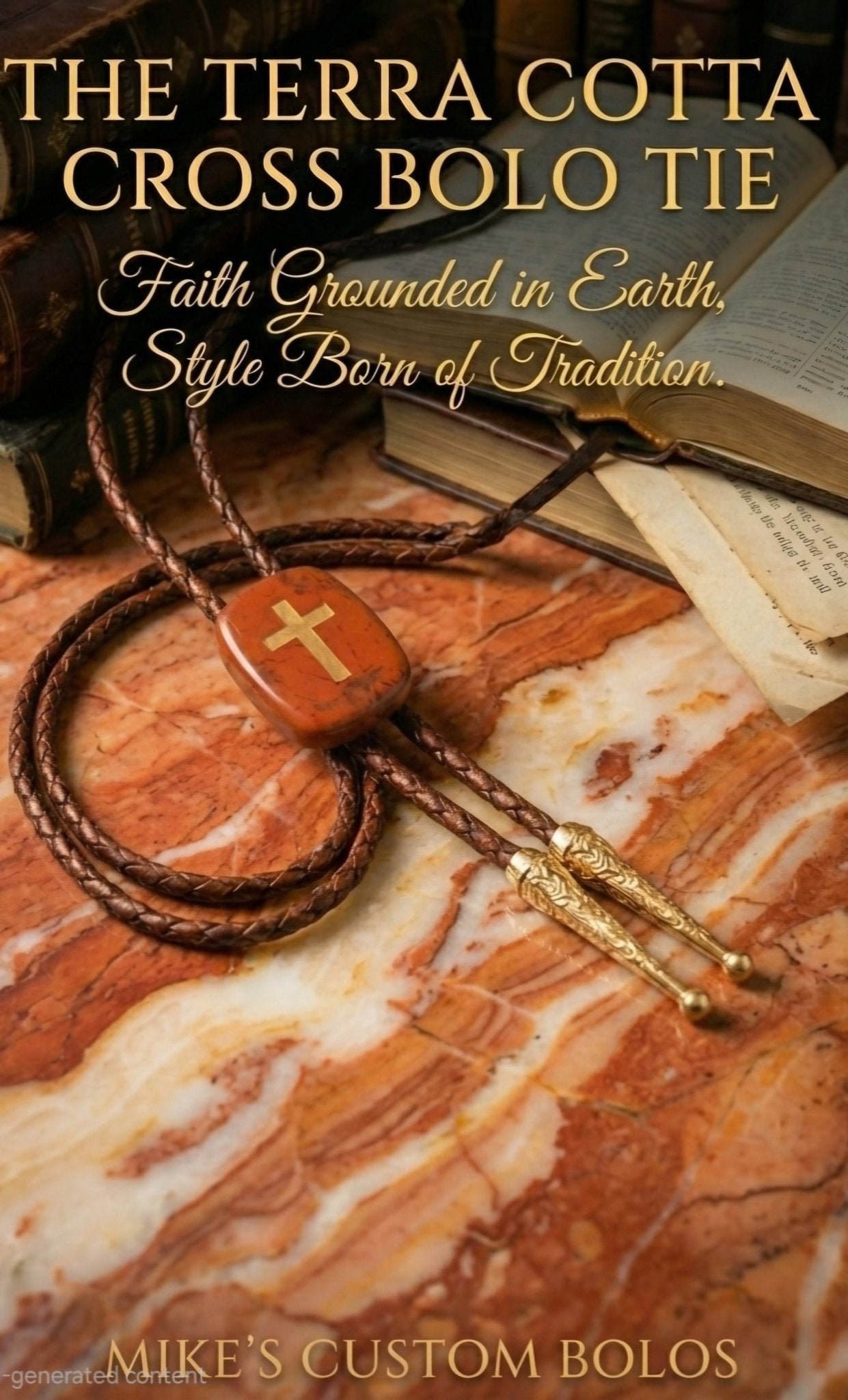 THE TERRA COTTA CROSS BOLO TIE - MIKE'S CUSTOM BOLOS