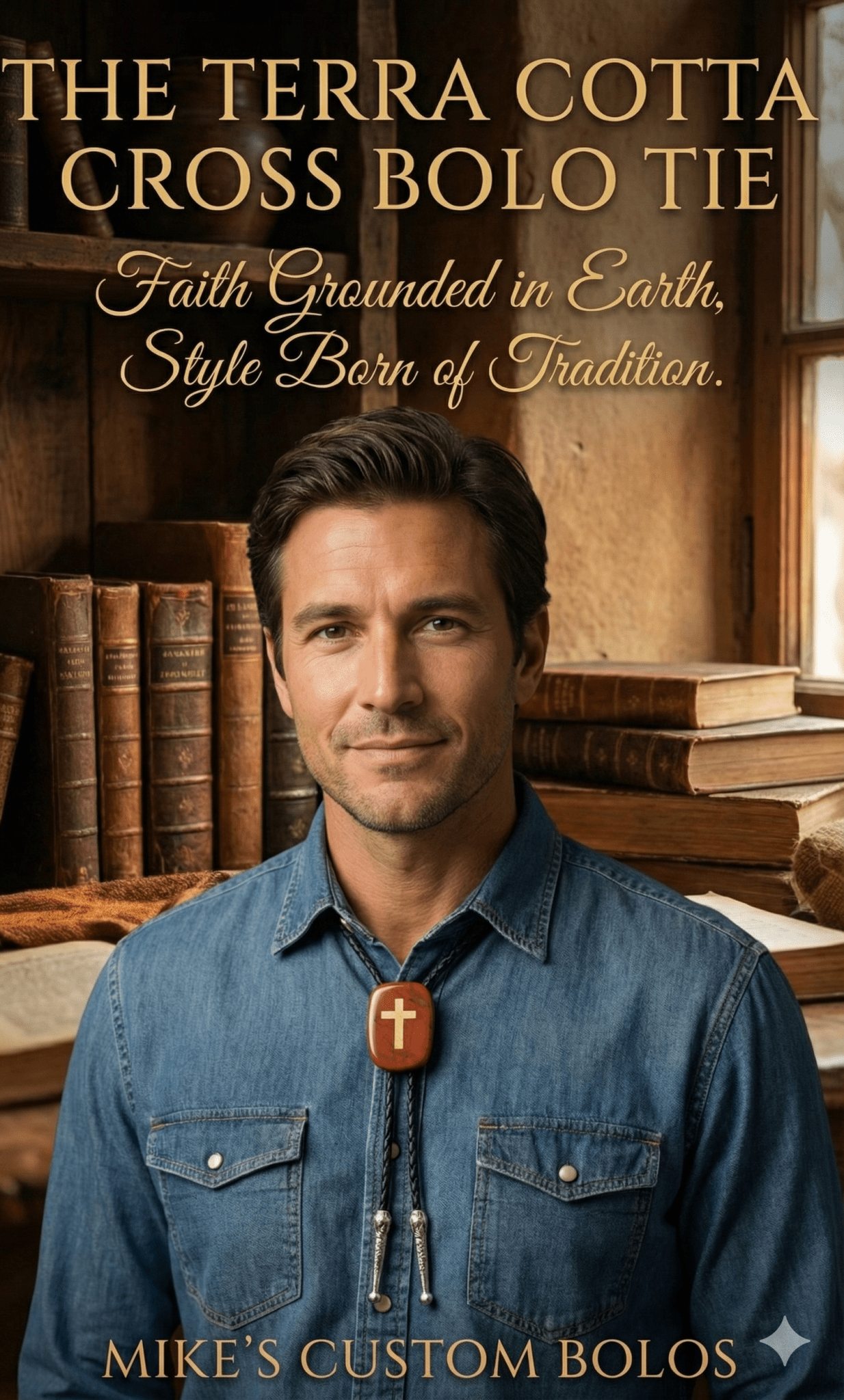 THE TERRA COTTA CROSS BOLO TIE - MIKE'S CUSTOM BOLOS