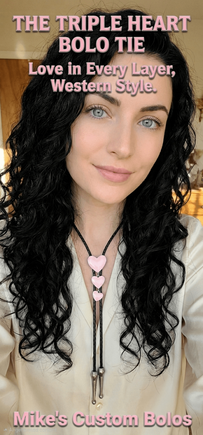 THE TRIPLE HEART BOLO TIE ~ WEAR YOUR HEARTS AROUND YOUR NECK - MIKE'S CUSTOM BOLOS